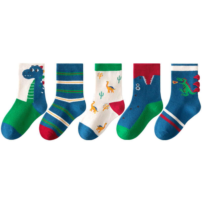 2023 Autumn Boys' mid-calf socks, dinosaur cotton socks, baby boys' cartoon socks, spring and autumn boys' socks, children's socks Item Picture