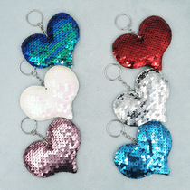6 colors a set of backlit face love key chain Heart glitter key chain bag car pendant pendant