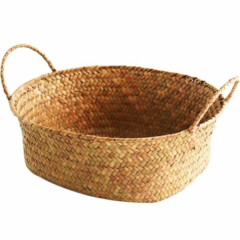 Japanese Grass Woven Fruit Basket Desktop Rattan Woven Storage Basket Fruit Tray Bamboo Woven Home Egg Basket Kitchen Woven Basket details Picture