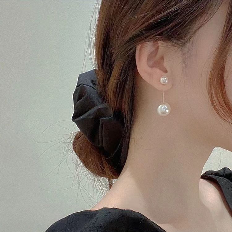 简约珍珠耳环女2025年新款小众设计感高级流苏耳坠长款显脸瘦耳饰