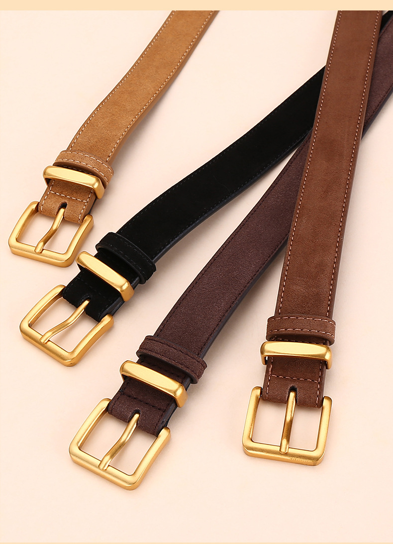 百搭女士磨砂皮带轻奢简约时尚装饰新款牛仔裤腰带女反绒二层牛皮详情19