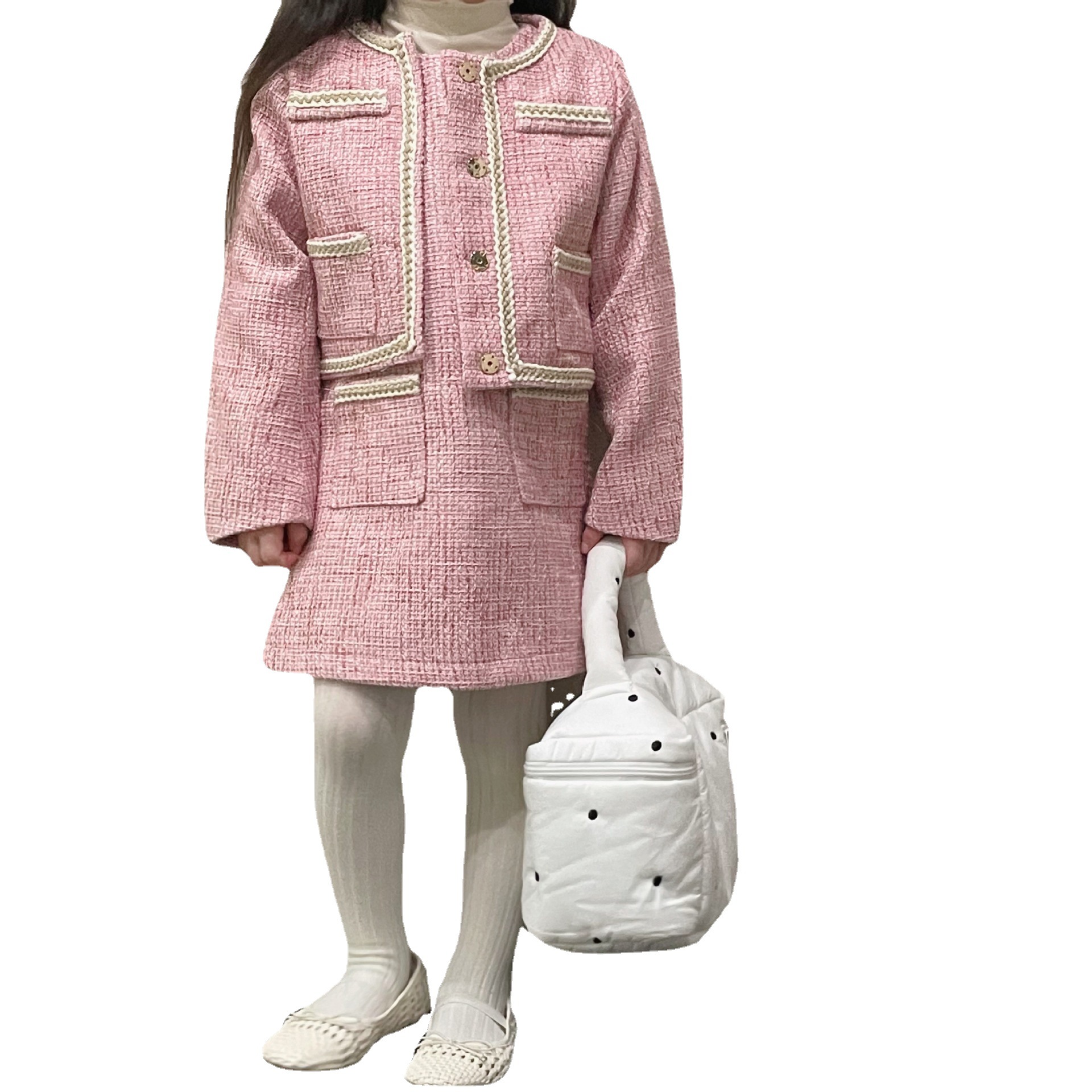 Korean children's clothing 2022 Autumn New Girls' Set, Chanel-style dress two-piece set, Korean-style children's dress set Item Picture