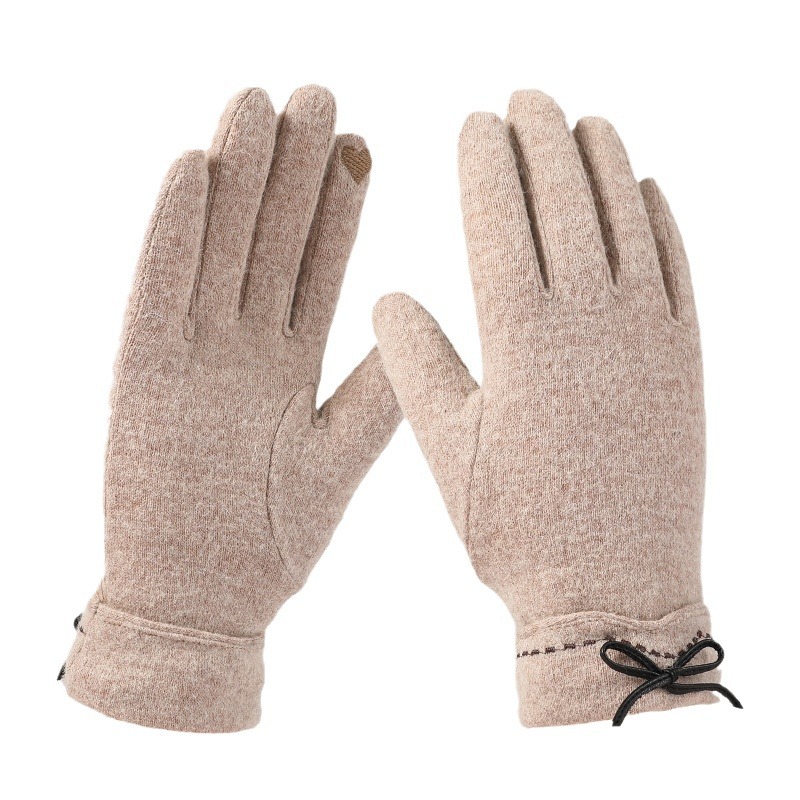 Autumn And Winter New Wool Women's Gloves Outdoor Riding Cold Gloves Plus Fleece Thickened Touch Screen Protector Warm Gloves Item Picture