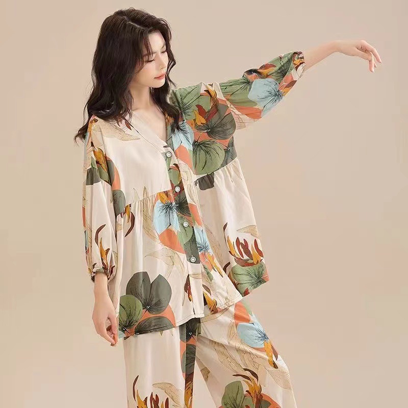 睡衣/睡衣夏季/睡衣女长袖韩版/家居服/带胸垫睡衣细节图