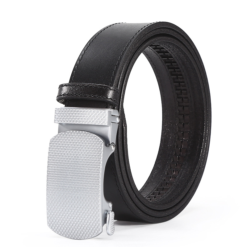 Wholesale of new online genuine leather belts for men, simple and versatile business belts, alloy automatic buckle trousers belts Item Picture