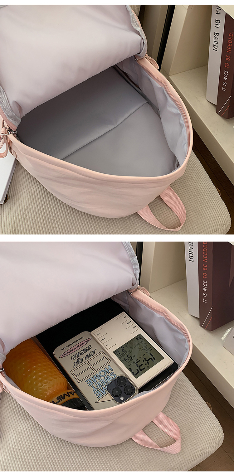 书包女ins 小清新高中生双肩包女纯色少女旅行背包男耐磨休闲背包详情49