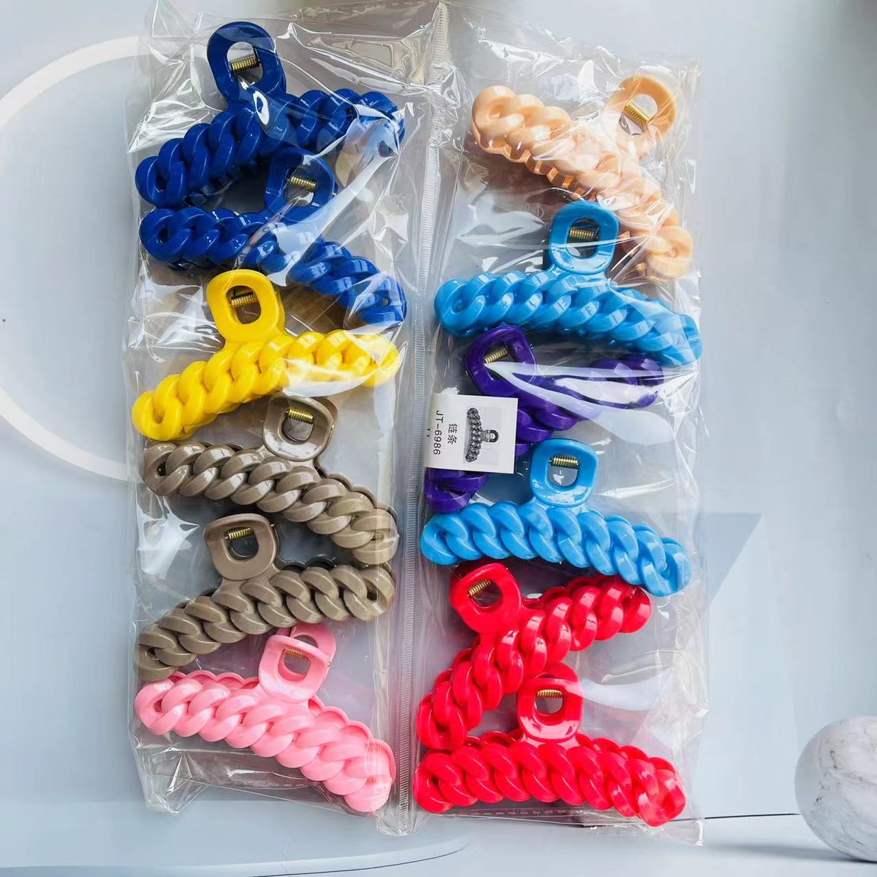 【 Zone 1-3 】6986 Chain gripper 12/ Pack 1200/ piece Gripper back plate Hair Internet celebrity simple Color Hair Clip Feminine style ins Hair Clip Hair Clip Headwear 1 yuan supply Application Scenario