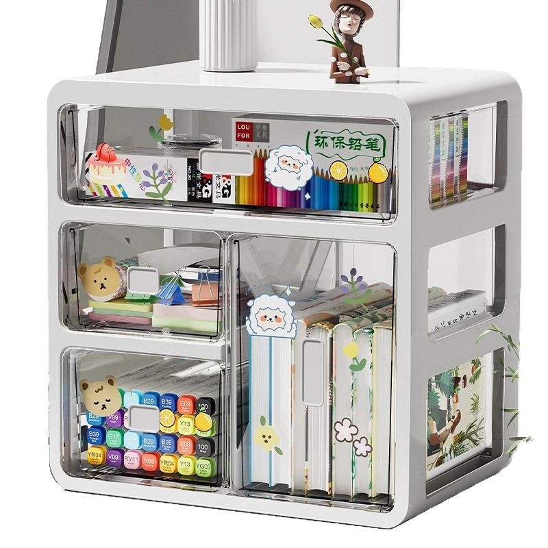 Desktop storage box, drawer-type office workstation wonder, stationery and sundries storage rack, desk dust-proof organizing box Item Picture