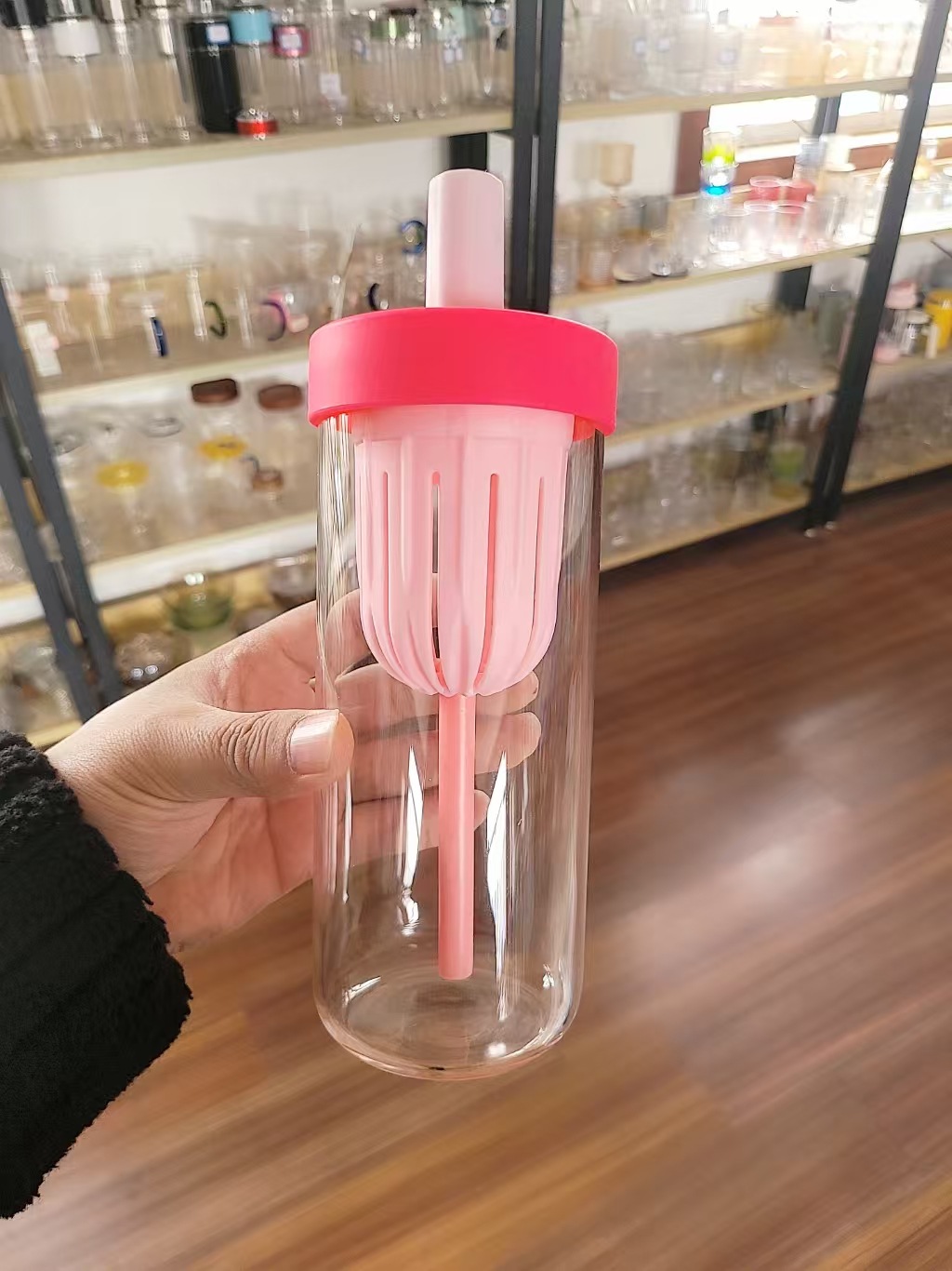 奶茶豆浆咖啡冷萃泡茶柠檬水羽衣甘蓝玻璃水杯便携高颜值定印LOGO详情3