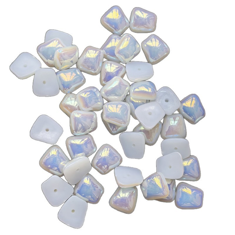 Trapezoidal half-sided AB color UV coating without color fading 11.5*12mm Baroque special-shaped plastic imitation pearl imitation mermaid Item Picture