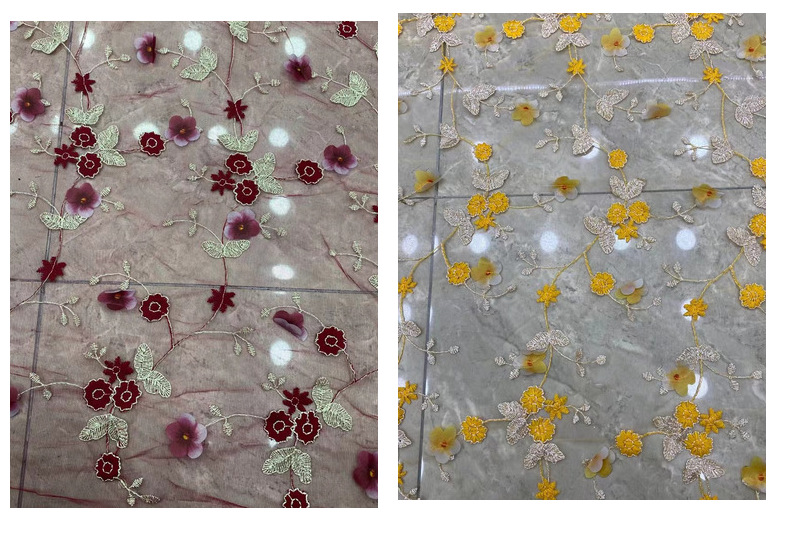 弘利科技新款 婚纱童装连衣裙绣花布 现货 跨境立体手工订花绣花面料 HLJC-1126详情5