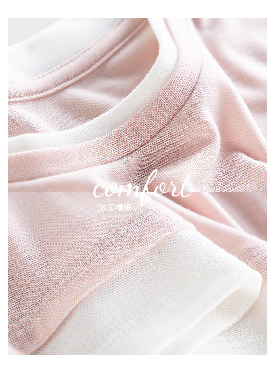 New Lanjing Tencel Base Shirt Women Fake Two Crew Neck Short-Sleeved Top Summer Slim-Fit All Match Slimming T-Shirt Item Picture