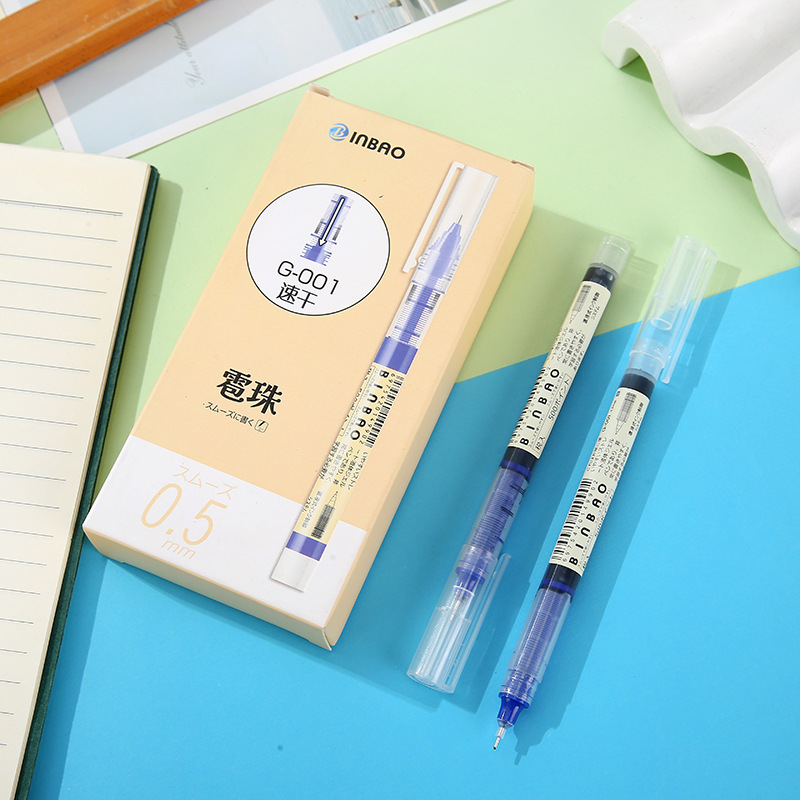 Direct liquid quick-drying ballpoint pen stationery, large capacity 0.5mm water pen, black pen, powerful writing, office, student gel pen Specification image