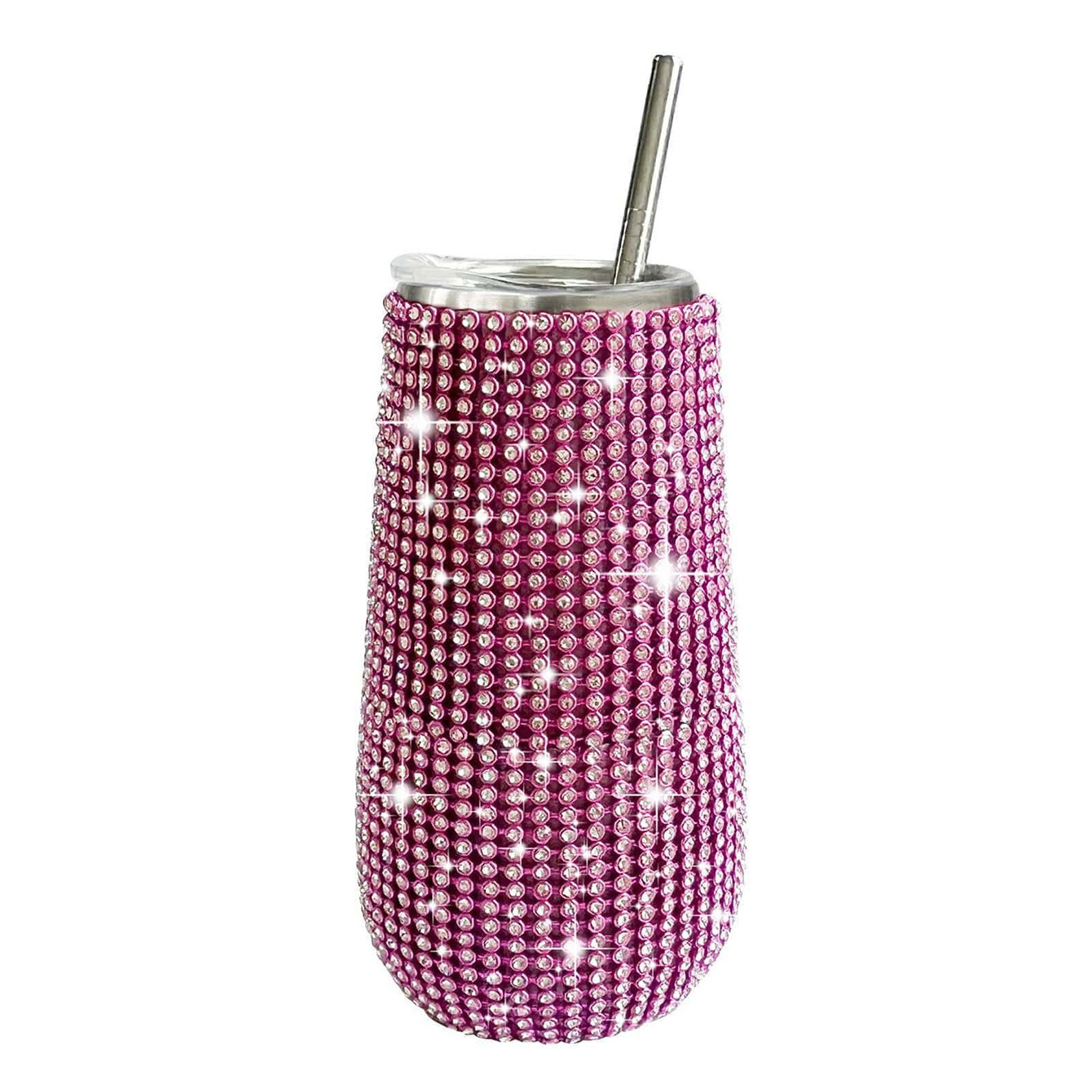 Crossover amazon 6oz con diamantes en forma de U taza de cáscara de huevo taza aislante de diamante acero inoxidable vacío con pajita taza de café Item Picture