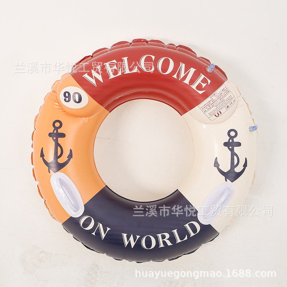 Enlarging And Thickening Handle Underarm Ring Double Balloon Swimming Ring Adult Photo Punch Card Corsair Anchor Inflatable Swimming Ring Item Picture