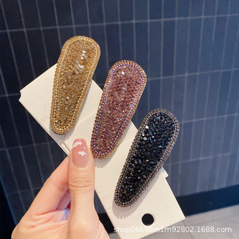 Rhine-Diamond Hair Clip 2022 Net Red Side Fringe Hair Clip New Bb Broken Hair Clip Clip High-End Top Clip Girl Hair Accessories details Picture
