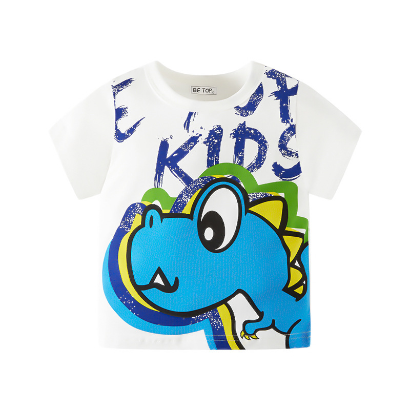 betop children's clothing, children's T-shirts, cartoon flying dinosaurs, summer baby boys' knitted sweaters, round neck, Korean version, one-piece delivery Item Picture