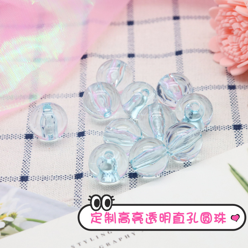 Acrylic transparent round beads, crystal imitation beads, smooth loose beads, diy hair bands, phone case beads, accessory manufacturers details Picture