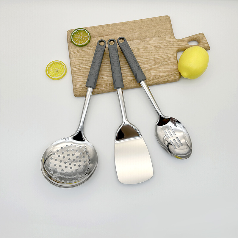 Stainless Steel Cooking Spatula Kitchen Hot Pot Soup Spoon Colander Frying Spatula Set Home Cooking Spoon Spatula 10-Piece Kitchenware Set details Picture