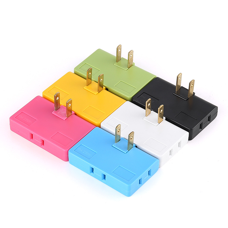 180-degree rotating socket, 1-to-3 plug converter, 1-to-3 ultra-thin converter, multi-purpose plug, color multi-purpose converter plug details Picture