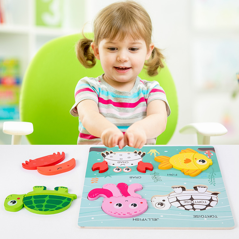 Wholesale of new wooden large three-dimensional jigsaw puzzles for animals, transportation, insects, oceans, and children's intelligence and cognitive toys details Picture