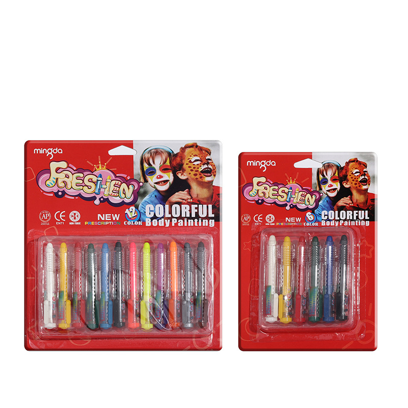 Cross-border Halloween Party 6/12 color sliding waterproof non-stick crayon for children, human body makeup, face color Item Picture