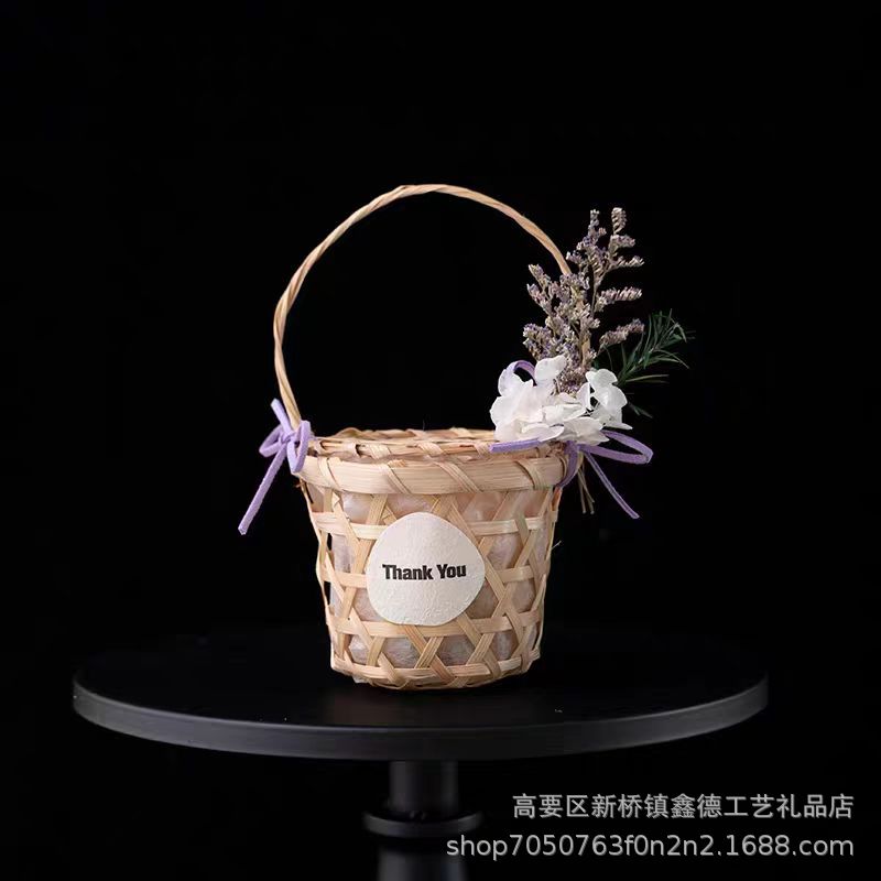 竹编篮子婚礼喜糖盒手工编织高档手提草帽篮筐食品礼品包装篮详情4