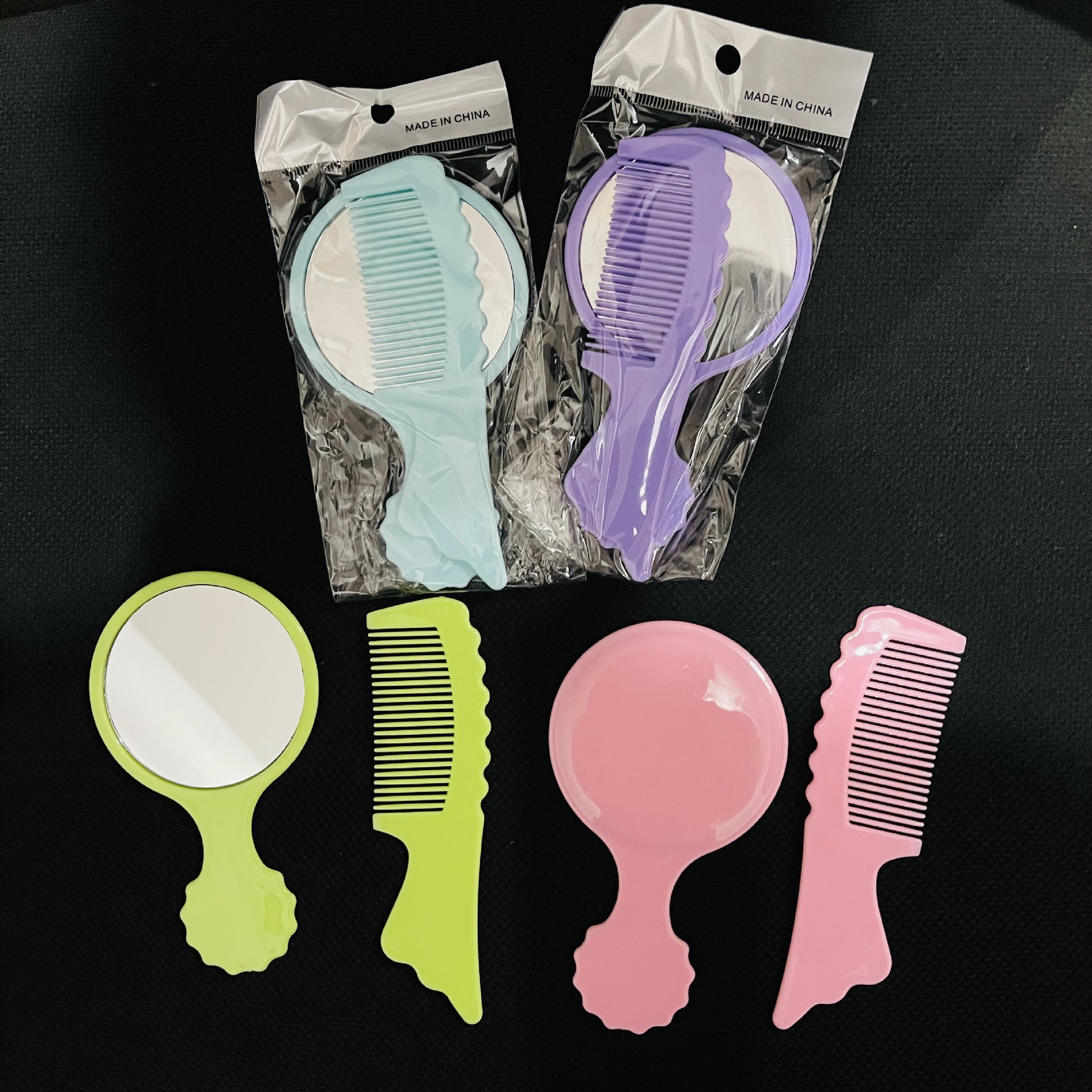 【 Zone 3-13 】316 Mirror Comb Set 100/ box 1000/ case 316 mirror Comb set Portable Small Comb and small mirror quantity Hair comb, Makeup mirror comb set Student handle details Picture