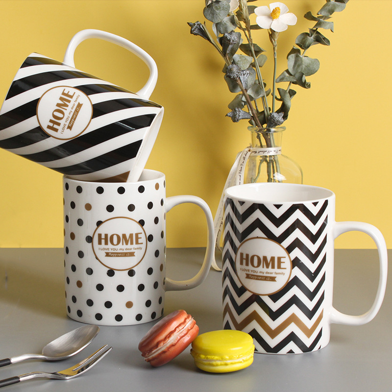 Manufacturers Directly For The New Polka Dot Line Ceramic Cup Home Coffee Cup European Mug Support Processing Customization Specification drawing