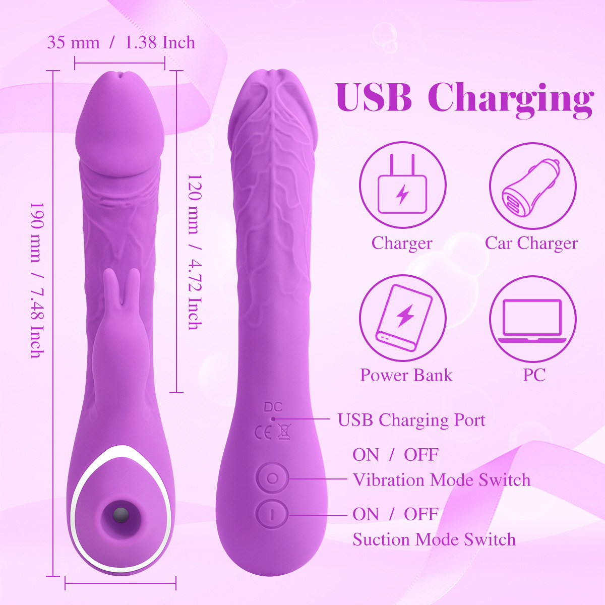 Female masturbation trendy fun stick, rabbit sucking vibration stick, private massage, multi-functional adult sex product Application Scenario