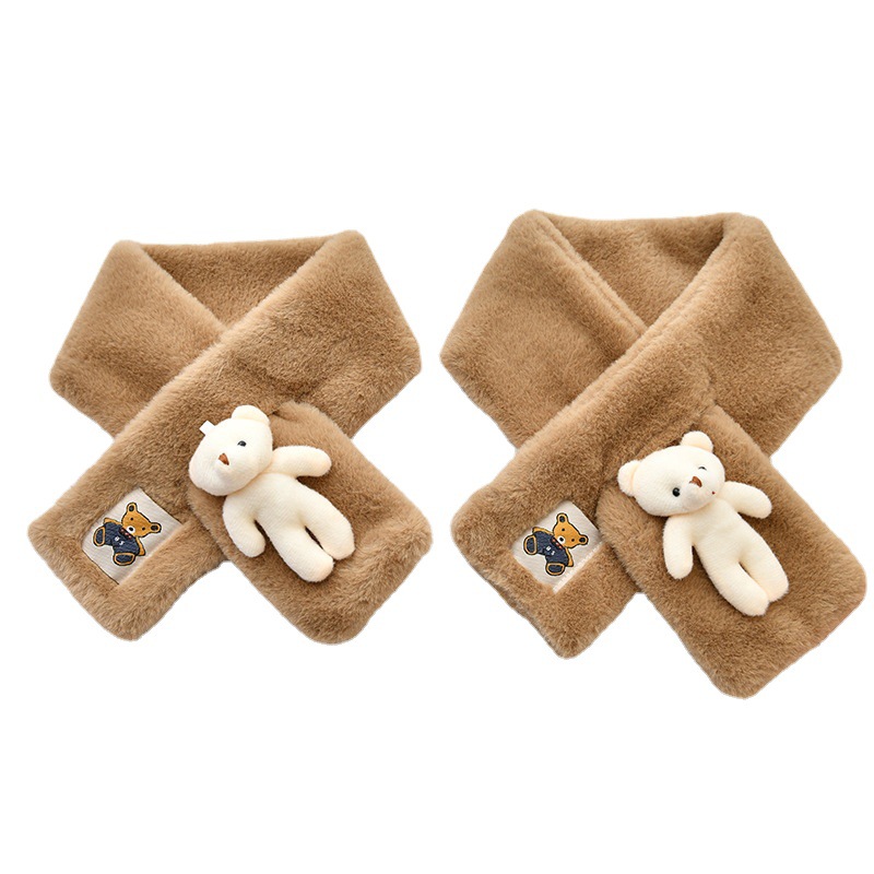 Parent-Child Korean Version Of The Winter Cute Cartoon Little White Bear Plush Scarf New Warm And Thick Girls All Cross Neck Item Picture