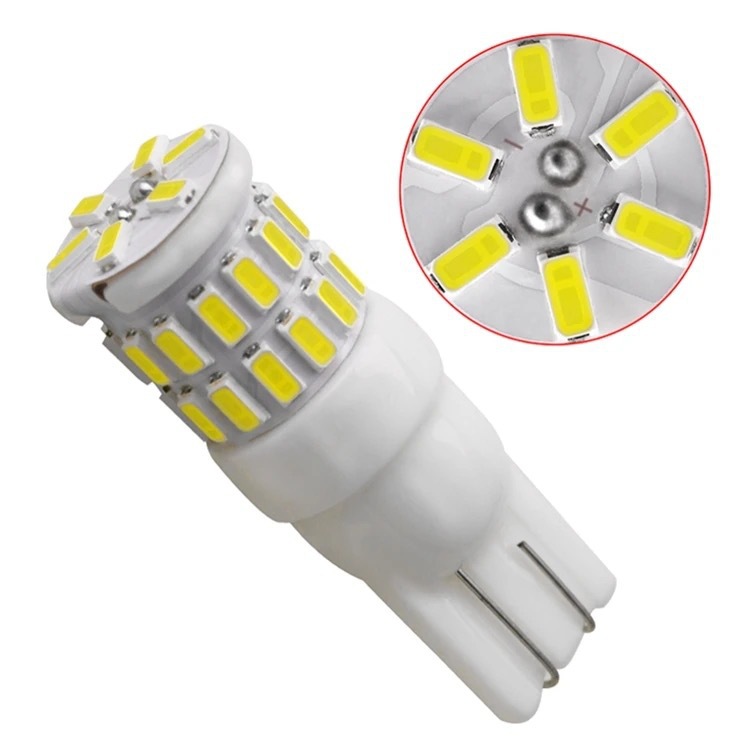 LED width indicator T10-30SMD-3014 ceramic lamp, auto parts high-brightness width indicator lamp, instrument lamp, LED license plate lamp Specification drawing