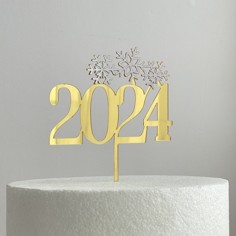 版权ins风2024亚克力蛋糕装饰圣诞节跨年新年派对蛋糕装饰蛋糕插详情图5