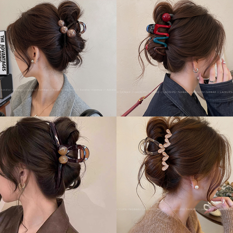 Retro and simple acrylic clip, Japanese and Korean updo shark clip, 2025 new style, high-end women's back of the head hair accessory details Picture