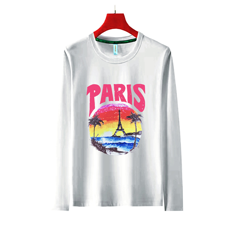 The new autumn men's long-sleeved T-shirt is a trendy men's printed base layer, comfortable and breathable, with a round-neck top that fits well Item Picture