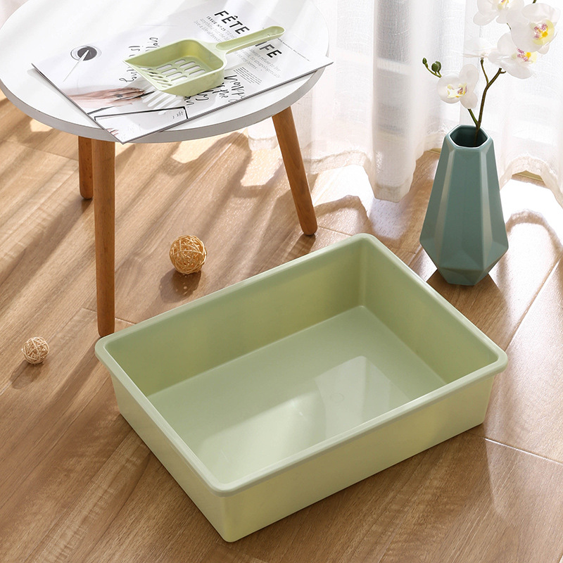 Rectangular pet cat litter box without cover, pet litter box, cat cleaning supplies, pet cat litter box, cat poop box Application Scenario