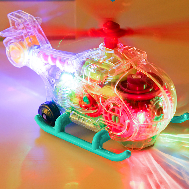 Transparent gear helicopter with Light audible Baby Electric Universal plane Helicopter Toy Children's gift Batch