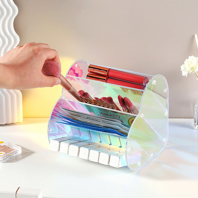 跨境商超市场热销 彩虹心形化妆品展示盒 炫彩化妆品三层收纳盒