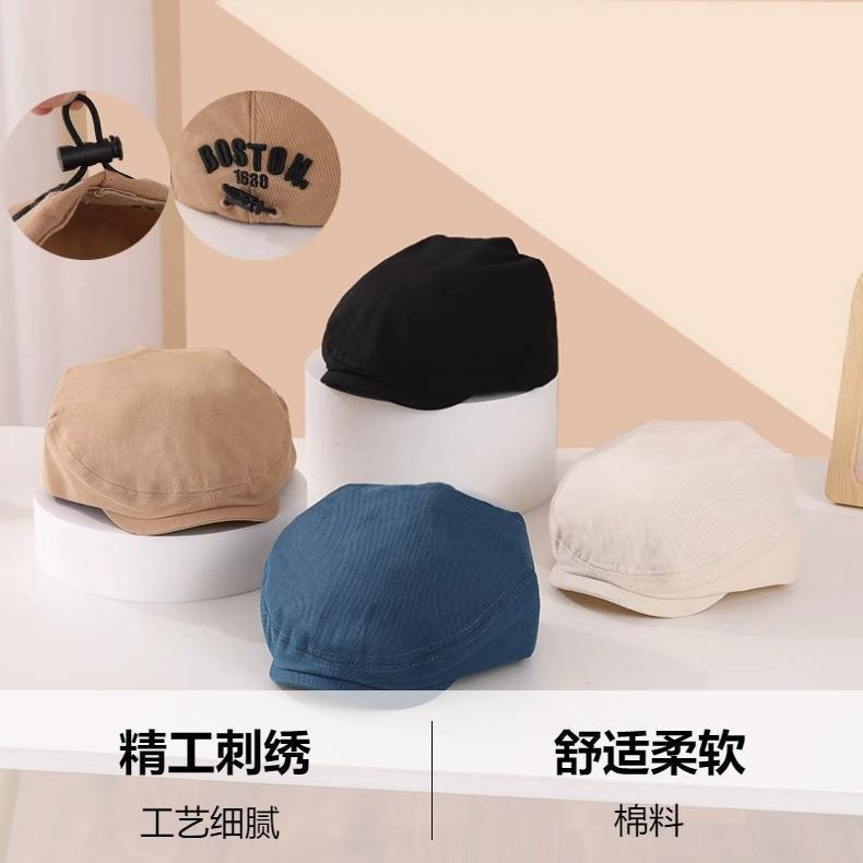 ins宝宝韩版洋气百搭薄款贝雷帽男童鸭舌帽儿童春秋可调节前进帽详情14