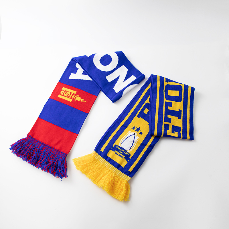 Factory direct sales of high-density custom LOGO knitted scarves for Euro Cup fans in autumn and winter details Picture