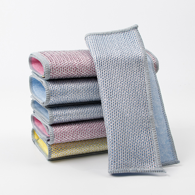 双面银丝椰壳清洁布家用厨房刷锅洗碗不易粘油懒人抹布钢丝百洁布