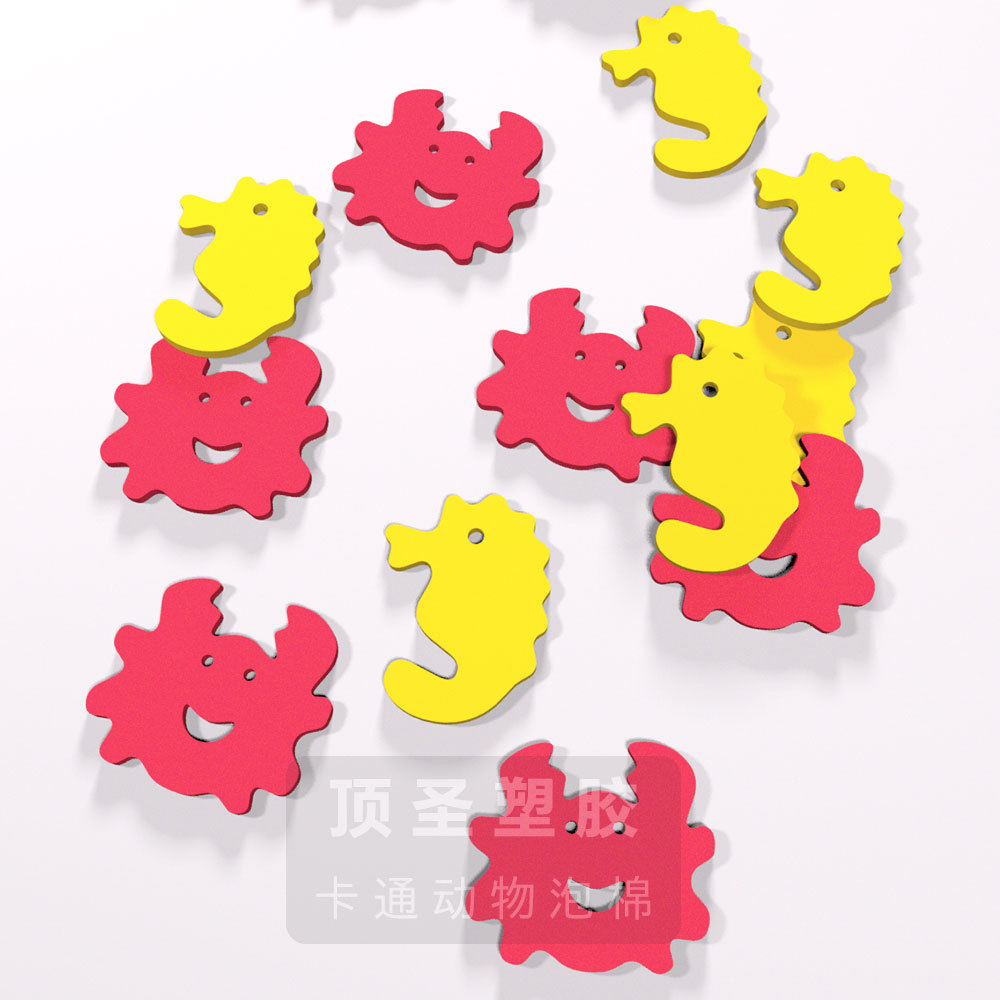 EVA海洋动物 彩色EVA卡通洗澡小动物泡棉 海豚海豹企鹅章鱼海星