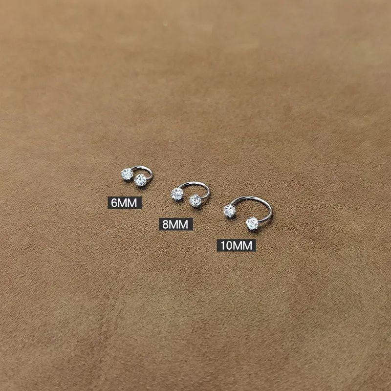 YY04 Super Flash Ear Bone Stud Women's Screw Buckle Fine Needle Dual-head Sleeping No Need to Remove Unique ear Stud ins details Picture