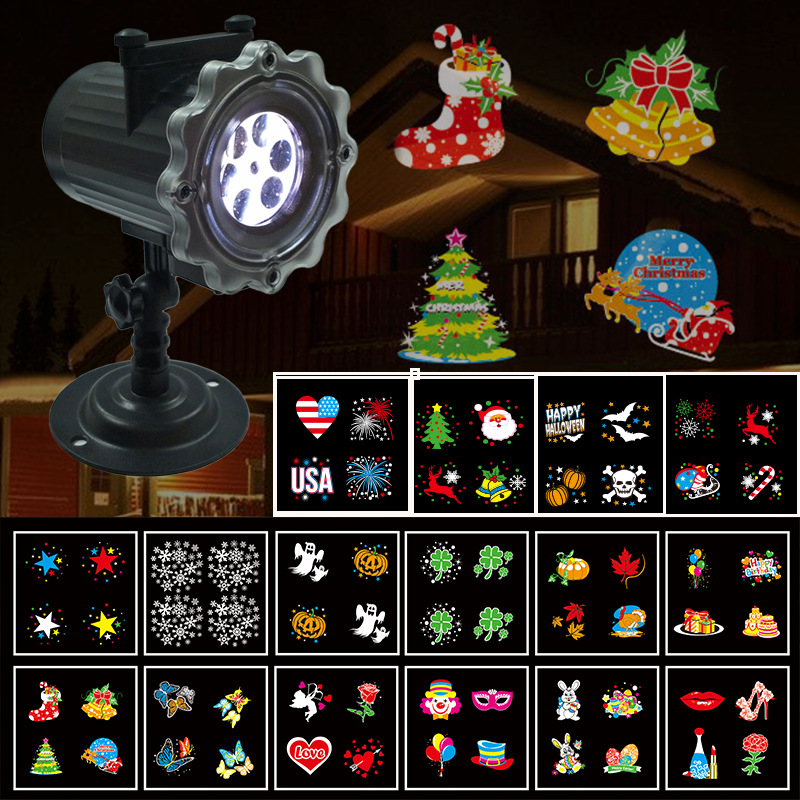 European and American Christmas LED color film card insert light 16-color card outdoor lawn projection light strip remote control manufacturer supply