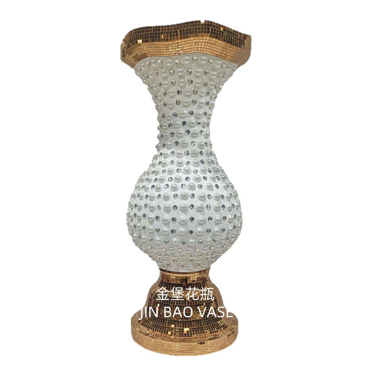 60cm golden glazed ceramic vase, home dining table decoration prop, hotel living room vase decoration, living room Item Picture