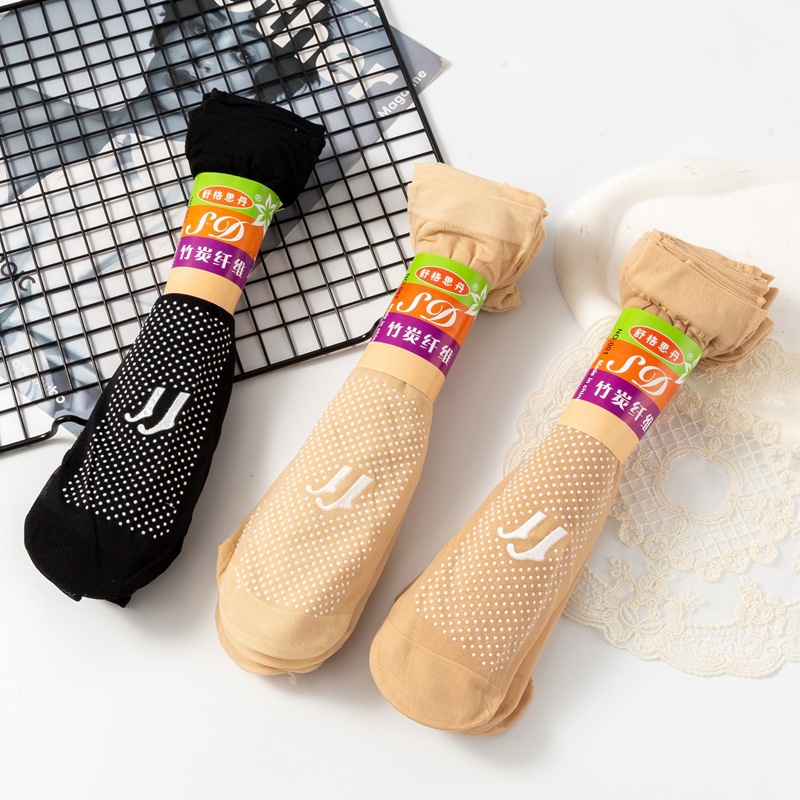 Socks stall a hair anti-slip silicone velvet crystal stockings women wear breathable ultra-thin short dot core silk socks a hair details Picture