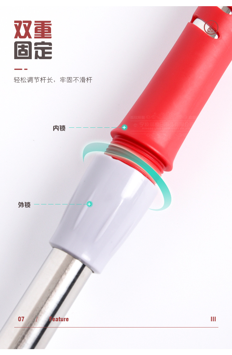 LIAO免手洗大号胶棉拖把双排滚轮海绵拖头不锈钢伸缩杆家用地拖清洁神器详情7