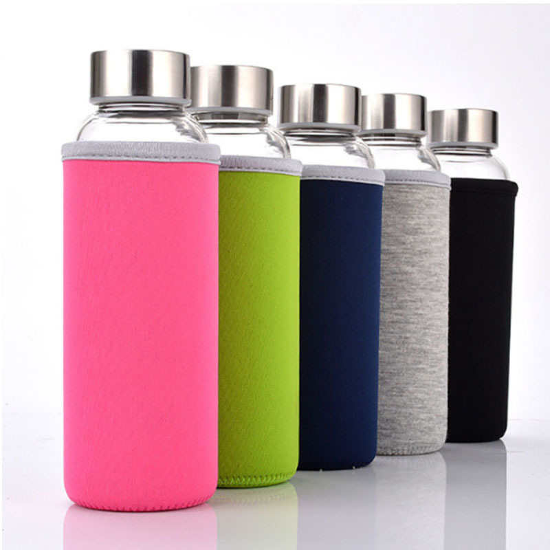 Wholesale Pure Color With Cloth Cover Anti-Ironing Sling Glass Outdoor Sports Water Cup Advertising Gift Cup Printed Logo details Picture