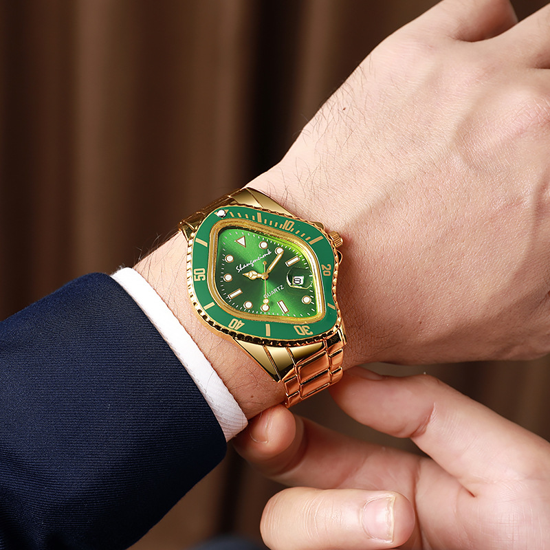 Cross Border Twisted Water Ghost Set Alloy Steel Belt Waterproof Leisure Watch Hip Hop Quartz Watch Wholesale A Hair details Picture