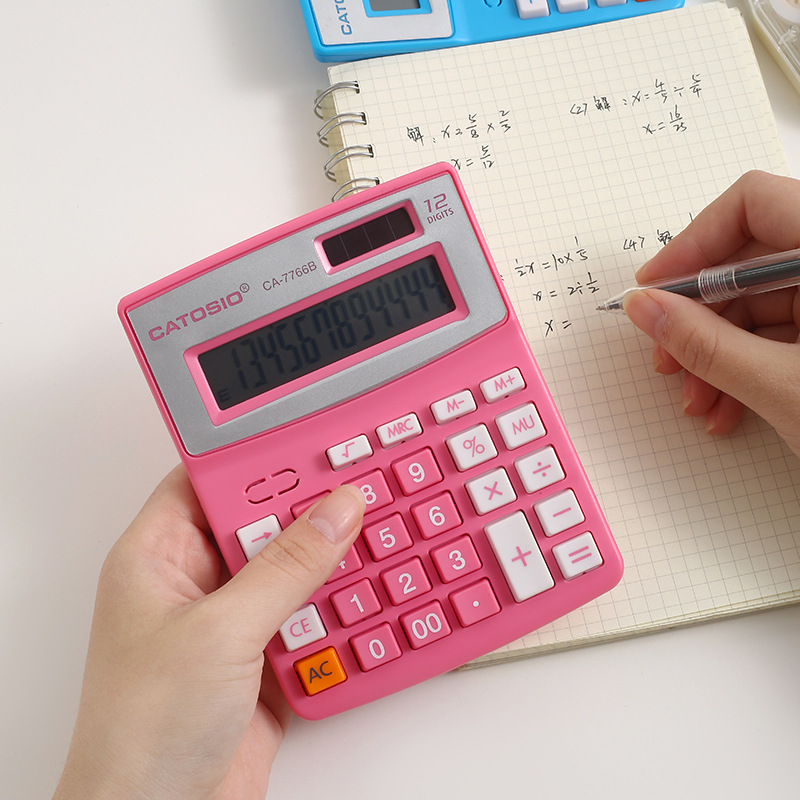 Office finance special computer wholesale pink small electronic calculator cute 12-bit multifunctional computer details Picture